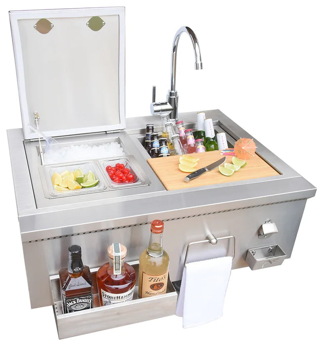 Kokomo Grills 30" Built-In Bartender Cocktail Station With Sink, Bottle Opener and Ice Chest