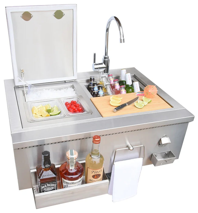 Kokomo Grills 30" Built-In Bartender Cocktail Station With Sink, Bottle Opener and Ice Chest