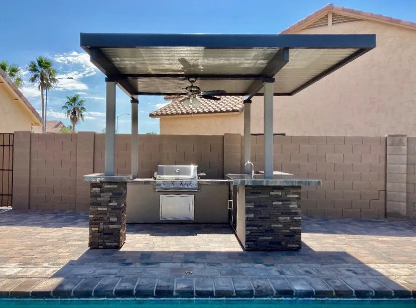 Aruba BBQ Island With 12' x 12' Pergola Built-In BBQ Grill