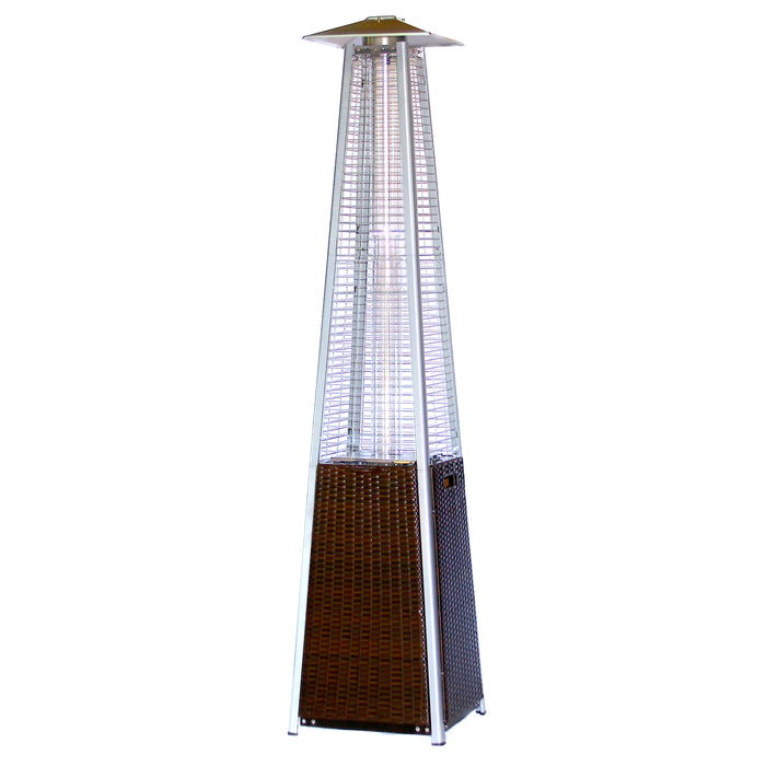 RADtec 89" Tower Flame Propane Patio Heater - Dark Brown Wicker (41,000 BTU)