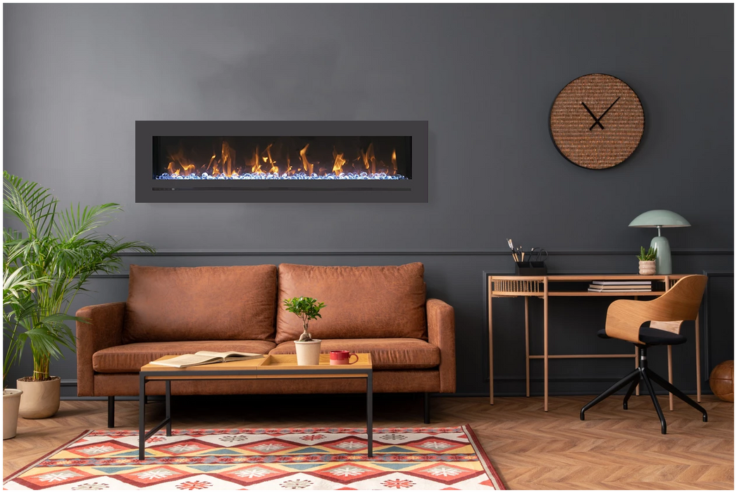 Amantii Wall Mount / Flush Mount 26", 34", 48", 60", 72", 88"  Electric Fireplace with a Steel Surround and Glass Media