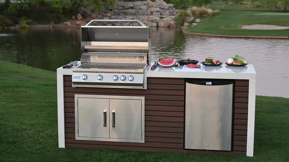 KoKoMo Grill Classic Shiplap Outdoor Kitchen Island With Waterfall Edge