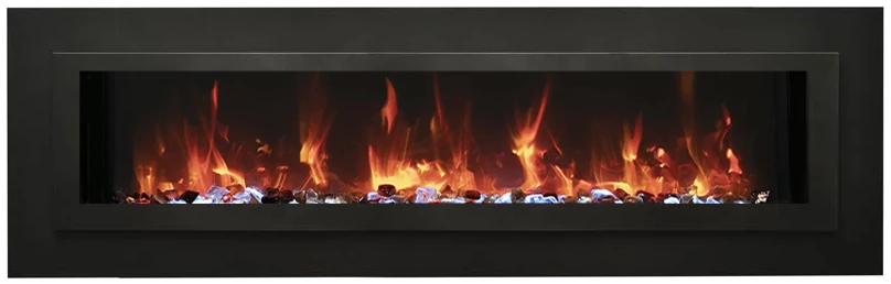 Amantii Wall Mount / Flush Mount 26", 34", 48", 60", 72", 88"  Electric Fireplace with a Steel Surround and Glass Media