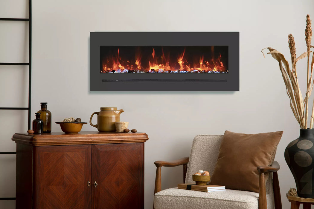 Amantii Wall Mount / Flush Mount 26", 34", 48", 60", 72", 88"  Electric Fireplace with a Steel Surround and Glass Media